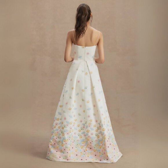 Anthropologie Sachin + Babi Size‎ 6 10 12 White Blue Pink Floral Long Dress Gown - Picture 3 of 4